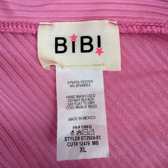 Bibi Bubble Gum Pink Ribbed Criss Cross Halter Neck Top Size XL - Picture 3 of 7